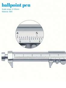 1/5支装多功能创意游标卡尺圆珠笔 黑色笔 蓝色多功能卡尺圆珠笔 新颖办公文具简约0-100mm卡尺笔 简易测量工具 适用于办公笔 工程笔 学校开学用 居家家用工具常备