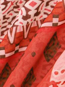 Patchwork Floral Print Kimono Top Plus Size Women Spring Summer Beach Side Split Cover Up - Multicolor - View 5