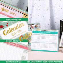 Desk Calendar 2025-2026 - Standing Flip 2025-2026 Desktop Calendar With Thick Paper, 9.8" X 8.3", Jul. 2025 - Dec. 2026, Memo Pages + Twin-Wire Binding + Unruled Blocks - Green And Pink - 8 英吋寬 x 9 英吋高 - 查看 5