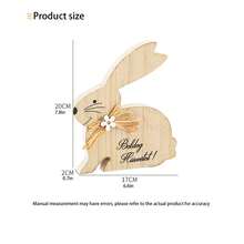 Adornos de conejo de Pascua, figuras de madera, adornos de escritorio para el hogar y las vacaciones. - Marrón claro - Ver 8