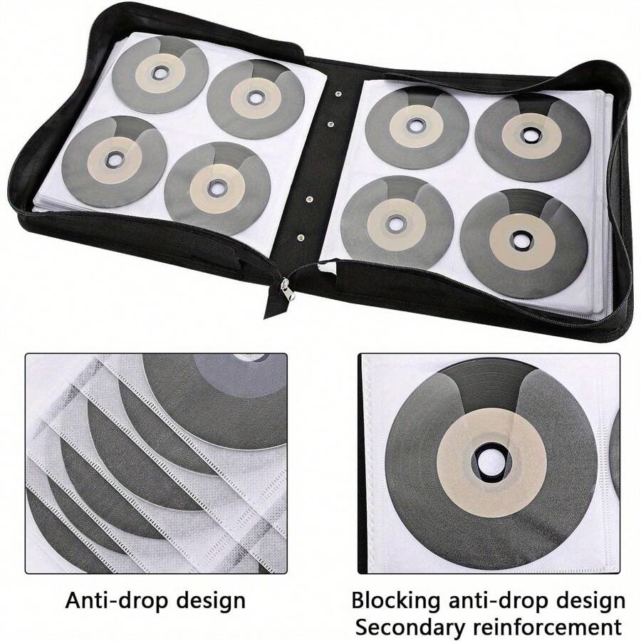 CD Case Disc Carry Case 320 Disc Capacity Holder Protector CD DVD Binder Wallet Large DVD Storage Case Protective Bag CD DVD Storage - Variant1 - View 1