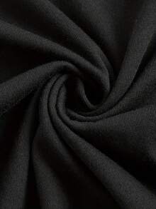 1pc Women'S Y2K Vintage Martini Time Letter Print Crop Tee - 黑色 - 查看 4