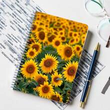 A5 圆形螺旋笔记本 - 横格笔记本日记本 - 横线日记本 - 5.83 英寸 X 8.27 英寸学院横格螺旋笔记本日记本 - 紫色和金色油漆配金色线条 - purple_and_gold_paint_with_gold_line - 查看 5