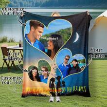 定制爱情背景图片和文字毯子，情人节装饰挂毯，个性化的理想礼物，适合他/她、男朋友、女朋友、爸爸、妈妈、家人、朋友、宠物，适合周年纪念日、情人节、母亲节、生日、儿童节、父亲节、毕业典礼、婚礼、圣诞节、沙发、床、汽车、卧室、客厅、办公室、户外露营、海滩、家庭墙壁装饰