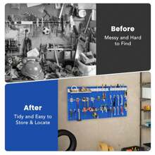Wall-Mounted Pegboard Kit Tool Board Organizing Kit - 藍色 - 查看 5