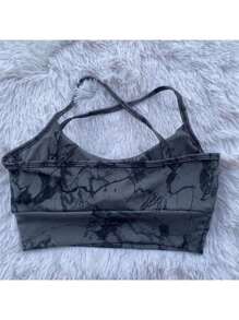 Women's Premium Tie Dye Set Thin Strap Tank Top With Butt Lifting Leggings Shorts High Waist Spandex Fitness Fashion Gym Marble Set - 灰色 - 查看 3