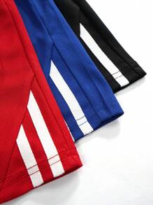 Set de 3 pantalones cortos casuales de diseño sólido y a rayas, de secado rápido, para niño preadolescente. Cómodos y versátiles, adecuados para uso diario, actividades al aire libre, casa y verano.