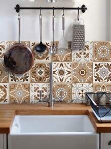 SUPSTICKER 1 Roll Moroccan Style Peel And Stick Wallpaper, Water/Oil Resistant, Heat Resistant, Removable Decal Sticker For Kitchen, Living Room, Bedroom, Bathroom Remodel Gifts Birthday Graduation Wall Paper Wall Stickers Room Decor Wall Decor Wall Sticker Kitchen Decor - Multicolor - View 13