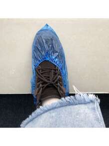 100pcs Disposable Plastic Shoe Covers, Slip Resistant Disposable Booties, Waterproof Rain Boots Covers, Mud Protection For Work Boots, Carpets, Suitable For Indoor, Office, Rainy Days, Schools, Home And Travel