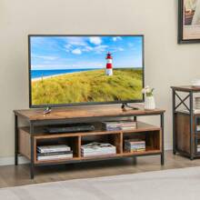 Industrial  Coffee Table Wooden Cocktail Center Table With Storage Shelf - Coffee Brown - View 9