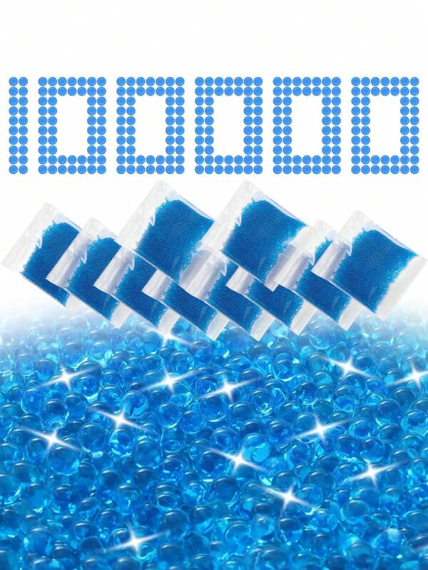 100,000pcs 7-8mm Gel Beads, Blue, Colorful, Transparent, Fluorescent, Multi-Colors, Water Absorbing Beads For Vase Filler, Christmas Decor, Wedding Table Centerpieces, Floating Candles, Planting, Floral Decorations
