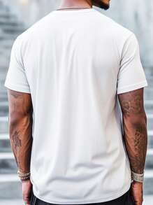 Mysterious Mask Design 100% Cotton Men's Printed T-Shirt Crew Neck Short Sleeved 220g Street Style Graphic Tee Soft And Comfortable Ideal For Casual Outings - 白色 - 查看 3