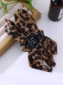 1个复古豹纹蝴蝶结发夹，优雅时尚发爪发饰，适合日常和节日佩戴的时尚发夹，优雅发饰 - 彩色 - 查看 6