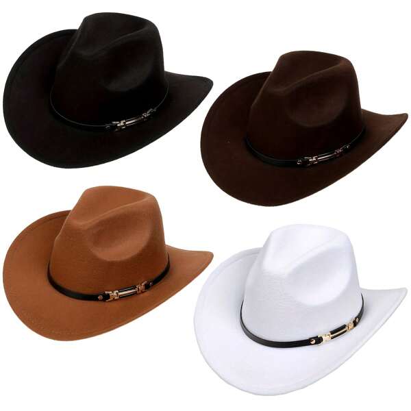 1 Pack Unisex Polyester Vintage Western Cowboy Hats, Personalized Decoration, Suitable For Casual Daily Wear, Western Cowboy Party, Bar (One Size Fits All), Valentine's Day Gift