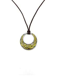 Vintage Viking Celtic Knot Round Pendant Necklace, Adjustable PU Leather Chain, Norwegian Nordic Style Jewelry, Fashion Party Accessory, Amulet Birthday Gift - Necklace - View 9