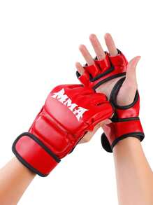 1副PU拳击手套，半指拳击手套，适合成人沙袋拳击训练，男女通用，跆拳道护手 - 彩色 - 查看 12