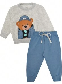 Winter Children's Sweatshirt Set For Boys - Royal Blue - View 2