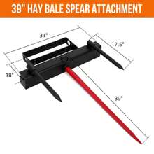 GOCAPTAIN 39" Hay Spear,Bale Spear 4000lbs Capacity Universal Bucket Front Skid Steer Loader Tractor Bucket Attachment Quick Attach 17.5" Stabilizer Spears, ,Skid Steer Loader Tractor Bucket Attachment Quick Attach For Bobcat Tractors - Red - View 4
