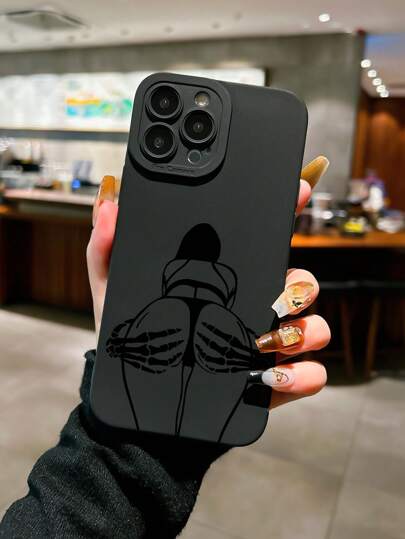 Sexy Skeleton Girl Silhouette Line Art Phone Case, Compatible With Iphone 17 Pro Max, 16 Pro Max, 14, 13, 12, 11 Pro Max, XS Max, X, XR, 8, 7, 6S, Plus, Mini, And Galaxy A13 4G, S21 FE 5G, A15, A21S, A34, A12, A50, S21, A71, Shockproof Phone Cover, Suitable As Birthday Gift, Girlfriend, Boyfriend Or Self-Use