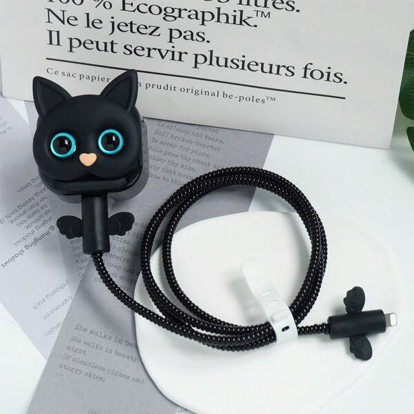 1 件适用于 Apple 20w 充电器的英国标准保护壳可爱纸盒猫适用于 13/14/15/16 数据线保护线保护器、充电器保护器