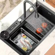 Fregadero De Cocina De Acero Inoxidable Con Accesorios 80x45 - Negro - Ver 1