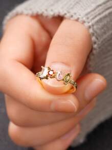 1 PC Fashion Cubic Zirconia Ring For Women For Wedding Engagement Party Jewelry Valentine's Day Gift,Mom,Mother,Mother's Day,Gift