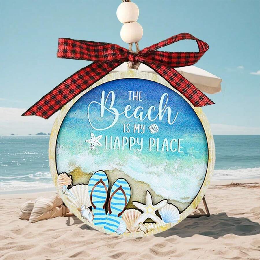 1 件木制双层海滩装饰 - 迷你木制双层海滩海洋装饰，适用于树木和房间墙壁挂饰 - 彩色 - 查看 1