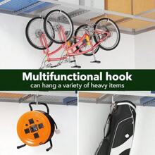 Thickened Hooks Overhead Storage Racks,Garage Hooks Ceiling,Add-On Storage Hook Garage Ceiling Rack Wall Shelving,Heavy Duty Hanging Bike Hooks, Bike Hangers Hooks 4 Pack, White - Silver - View 8