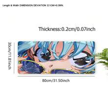1个动漫少女鼠标垫，美观艺术大号桌面垫，尺寸35.4x15.7英寸，橡胶底座，缝边防滑键盘垫，适用于办公室、家庭电脑，可作为礼物送给男士、女士、朋友，办公桌配件，办公用品，办公桌配件，鼠标垫 - 彩色 - 查看 10