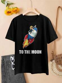 Valentine's Day WallStreetBets T-Shirt - To The Moon! - Reddit WSB Stock Market Tee For Women - 黑色 - 查看 2