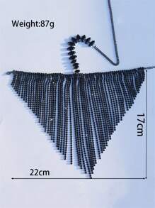 Mascarilla con exagerados adornos de pedrería y flecos, accesorio facial para Halloween, baile de máscaras - Negro - Ver 4