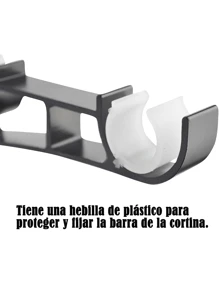 4x Aluminum Alloy Double Curtain Rod Brackets Black - Black - View 3