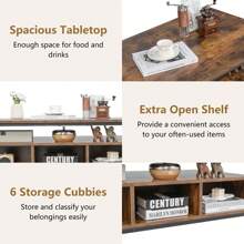 Industrial  Coffee Table Wooden Cocktail Center Table With Storage Shelf - Coffee Brown - View 6
