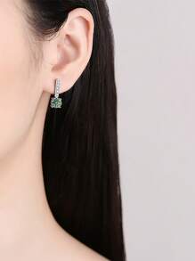 BLOVEMEE 2pcs Elegant Luxury 925 Silver 2 Carat Morganite Earrings, Gift For Women For Commute, Party, Vacation, Birthday, Valentine's Day, Mother's Day, Wedding Anniversary, Christmas