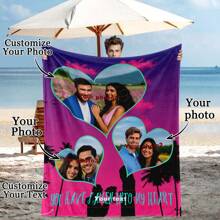 定制爱情背景图片和文字毯子，情人节装饰挂毯，个性化的理想礼物，适合他/她、男朋友、女朋友、爸爸、妈妈、家人、朋友、宠物，适合周年纪念日、情人节、母亲节、生日、儿童节、父亲节、毕业典礼、婚礼、圣诞节、沙发、床、汽车、卧室、客厅、办公室、户外露营、海滩、家庭墙壁装饰