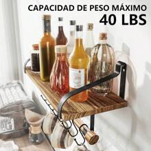 Estantes Flotantes Montados en la Pared - 5 PCS Repisas Flotantes - Estante de Pared, Capacidad de Carga 18 KG, 40 * 15 CM - Marrón Claro - Ver 6