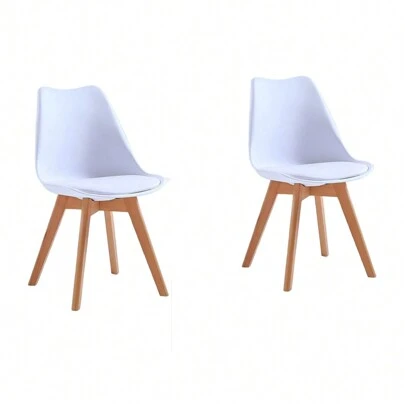 GLOBAL Z-A Mesa de comedor nórdica de REDONDO + SILLAS PATA MADERA para cocina, SALON hogar, mesa de centro de madera moderna, mesa Rectangular de oficina y conferencia, color blanco