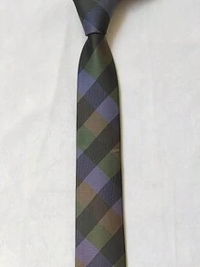 Men's Casual Colorful Plaid Tie (5.5cm) - 橄欖綠 - 查看 3