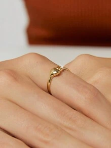 Charm-In Valentine's Day Jewelry Gift, Gold-Plated Cubic Zirconia Ring, Heart-Shaped Gold Color Women Ring, Non-Fading, Daily Wear Jewelry, Fashion Ring,Mom,Mother,Mother's Day,Gift