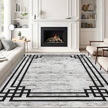 1 pieza Alfombra de área con patrón de cuadros geométricos [Terciopelo de cristal, fondo punteado, 5 mm de grosor] - Impermeable, antideslizante, fácil de limpiar, lavable a máquina, suave y cómoda, adecuada para felpudo, cocina, sala de estar, dormitorio, pasillo, baño, lavandería, decoración del hogar, decoración del baño, alfombra para exteriores, felpudo, decoración de otoño, accesorios de baño, de vuelta al colegio