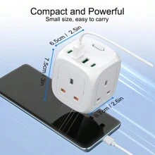 New Multifunctional Power Converter/Power Socket/Wall Socket, Equipped With 3 AC Ports, Paired With (2 USB-A) (2 TYPE-C), Multifunctional Conversion Socket/Short Circuit Protection/Suitable For Home, Office, Kitchen, Garage, And Other Scenarios. - UK Plug(220-240V) - View 3