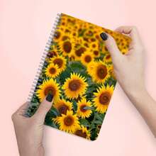 A5 圆形螺旋笔记本 - 横格笔记本日记本 - 横线日记本 - 5.83 英寸 X 8.27 英寸学院横格螺旋笔记本日记本 - 紫色和金色油漆配金色线条 - purple_and_gold_paint_with_gold_line - 查看 4