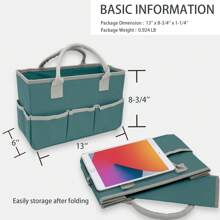 1pc Multi-Functional Storage Bag, Portable Tote Bag With Handles & Pockets, Wear-Resistant Oxford Storage Bag,Suitable For Artists,,Children, Teachers,Office Supplies Organizer Art Supplies - 淺綠色 - 查看 3
