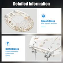 36x42cm Transparent Resin Round Front Toilet Seat Strong Silver Hinges Bathroom - Clear - View 8
