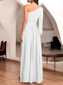 Elegant Quality Lady Dress With Bare Leg Solid Color Ideal For Parties, Weddings Or Office - 白色 - 查看 4