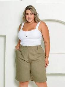 Women's Plus Size Social Bermuda Shorts Sensory - 綠色 - 查看 8