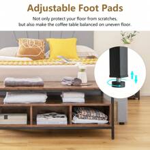 Industrial  Coffee Table Wooden Cocktail Center Table With Storage Shelf - Coffee Brown - View 7