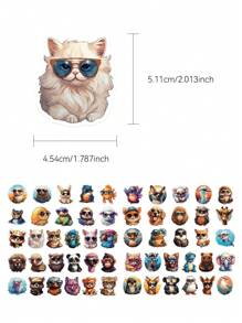 55 piezas Lindas pegatinas de animales para decoración de portátil, manual, estuche de teléfono celular