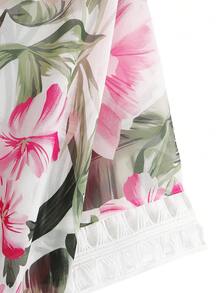 Plus Size Floral Print Side Split Open Front Cover Up Kimono, For Summer Beach Vacation - Multicolor - View 6