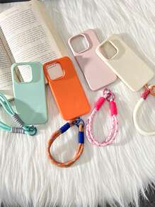 手机吊饰、手机挂绳 2 件手链 + PU 手机壳纯色糖果色手机壳、腕带手链手机壳、防丢失 PU 皮革手机壳兼容 iPhone 16 Pro Max 15 14 13 12 11 Pro Max 15 16 Pro Plus 防震奢华手机壳 - 白色 - 查看 4